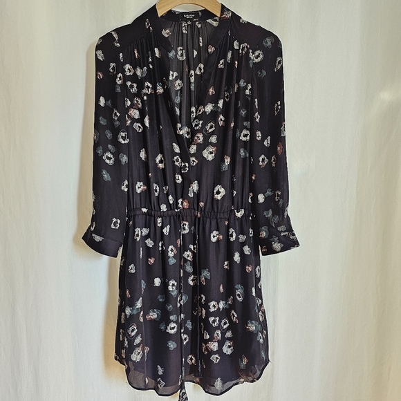 🇨🇦 Aritzia Babaton Long Sleeve Silk Bennett Dress - Black & Pattern - Picture 8 of 16